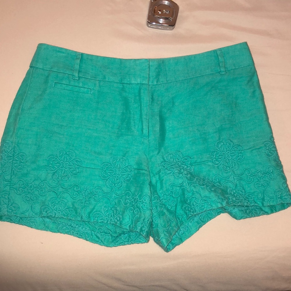 Anne Taylor Loft Shorts 100% Linen - Green - Size 2